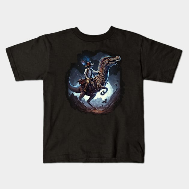 Dino Space Rider Merchandise: Adventure with a Vintage Twist Kids T-Shirt by Snoe